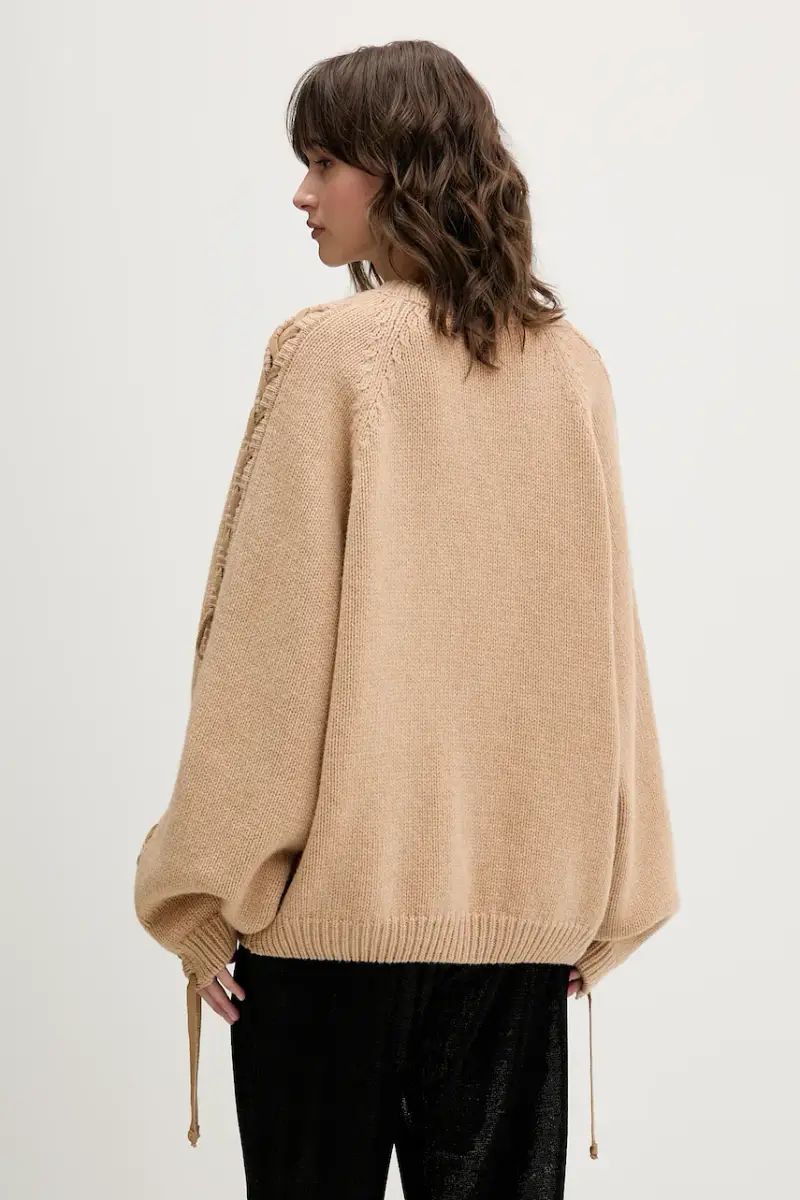 maglione con lana colore beige 1147411753 miniatura 3