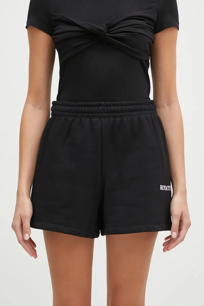 pantaloncini in cotone High Waist colore nero 112455100