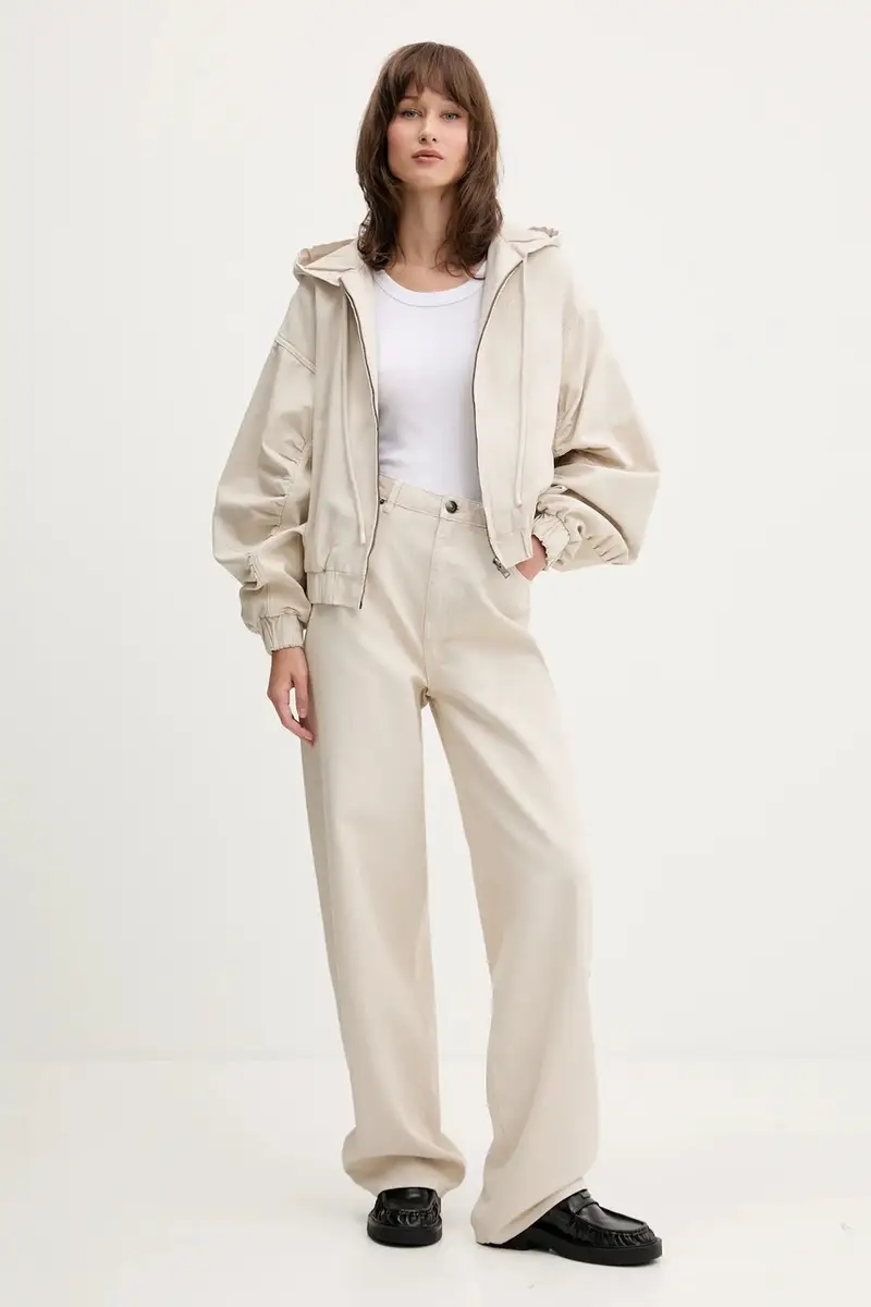 pantaloni in cotone donna colore beige 1142981763 miniatura 2