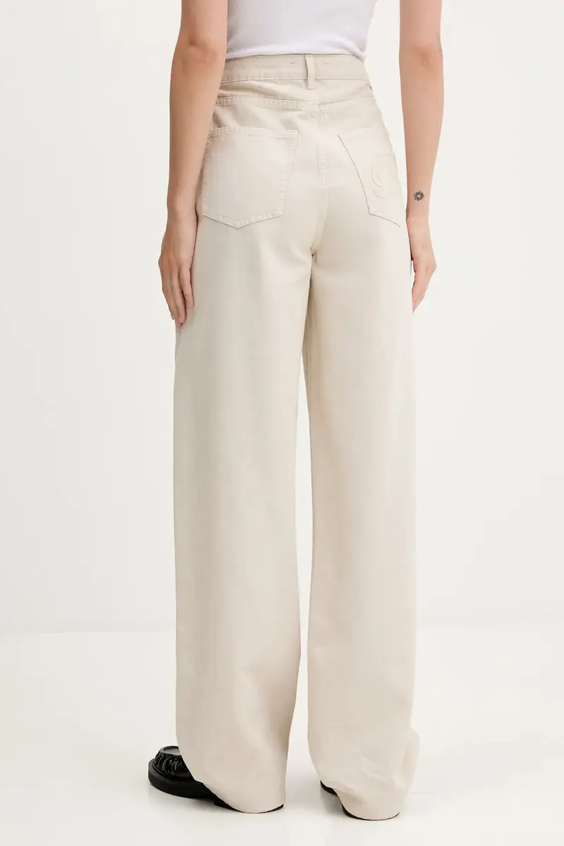 pantaloni in cotone donna colore beige 1142981763 miniatura 3