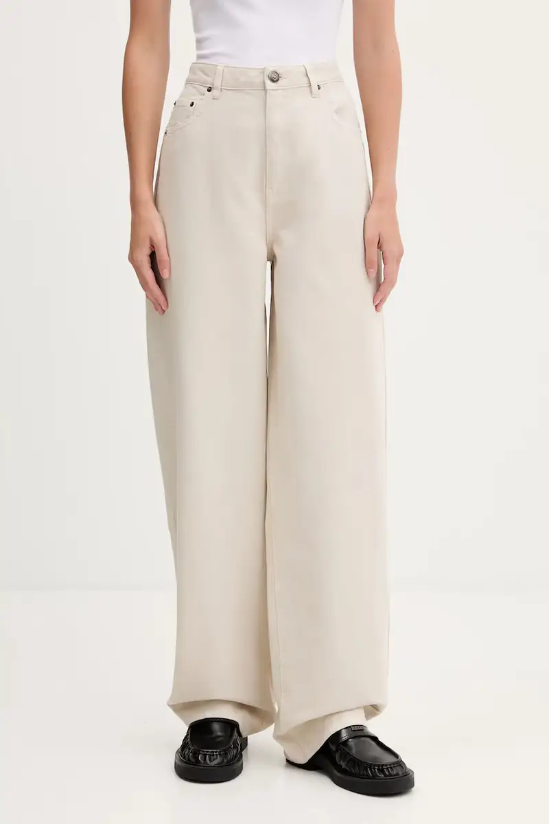 pantaloni in cotone donna colore beige 1142981763