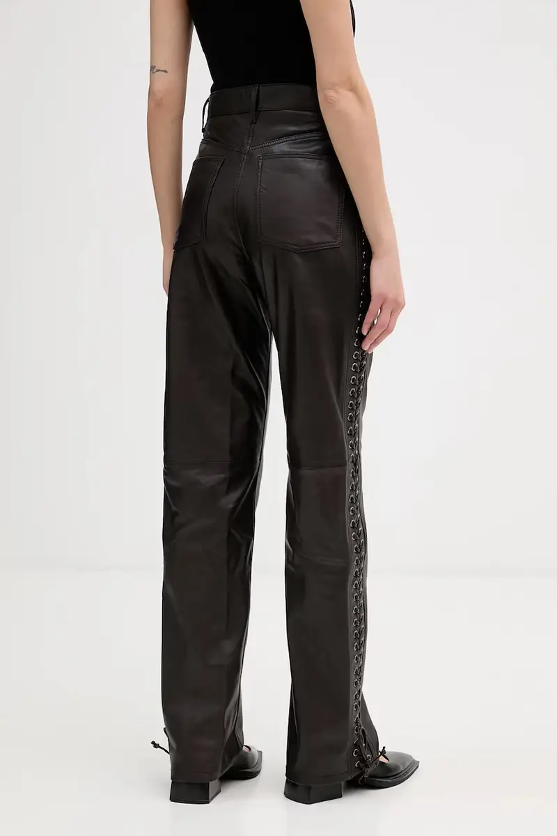 pantaloni in pelle donna colore marrone 1158191667 miniatura 3