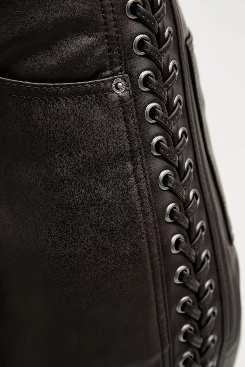 pantaloni in pelle donna colore marrone 1158191667 miniatura 4