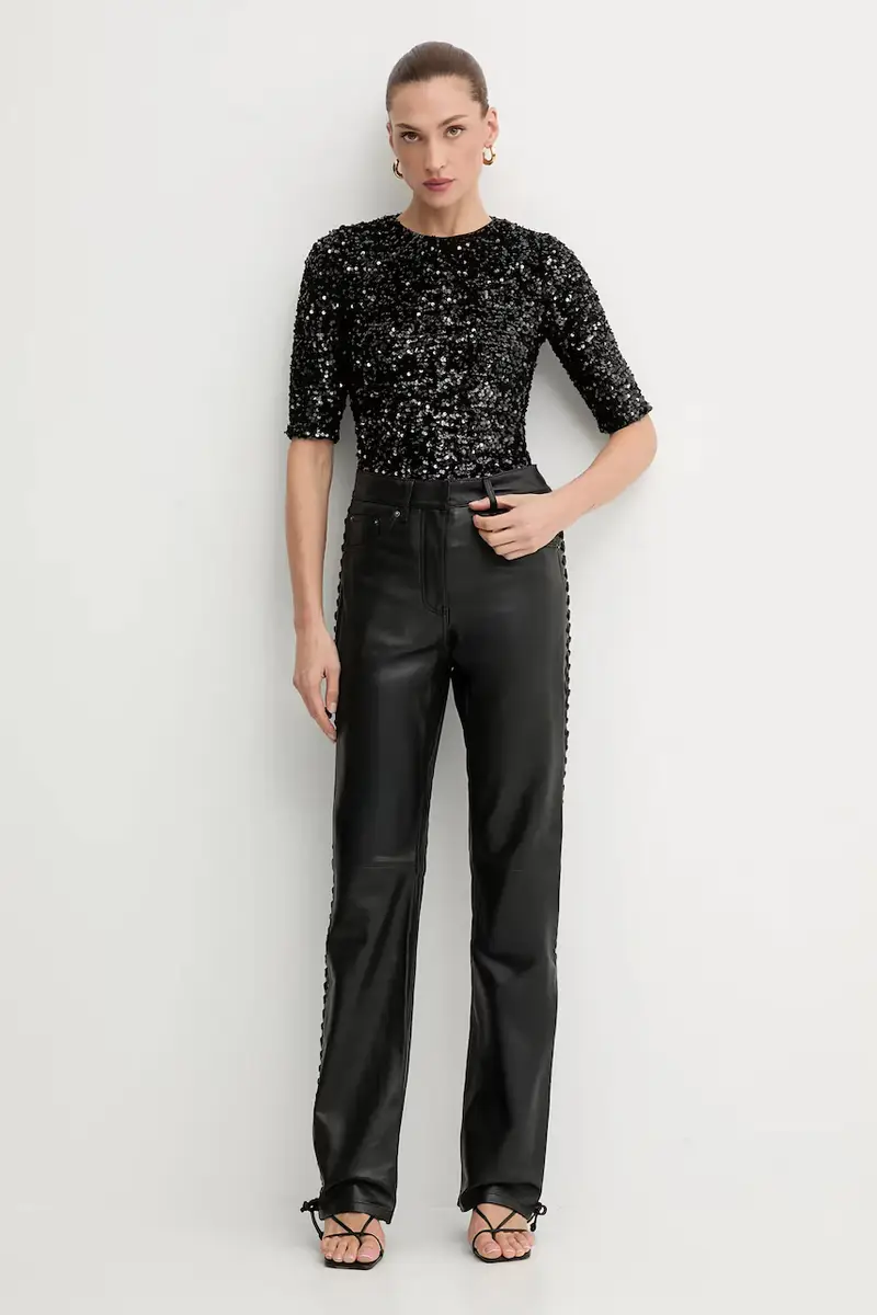 pantaloni in pelle donna colore nero 115133100 miniatura 2