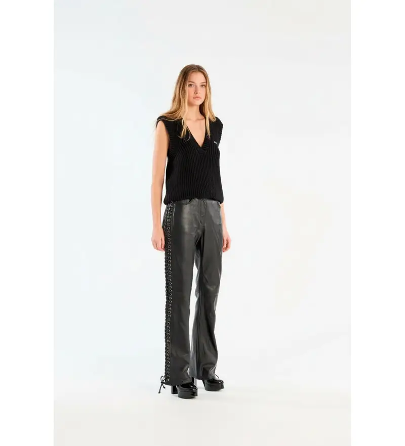 per donna. 115133100 Pantaloni Rotta neri (34), Nero, Casual, Pelle