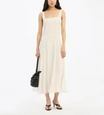 per donna 116021858 Abito midi svasato in chiffon beige (34), Casual, Polister riciclato, Sostenibile