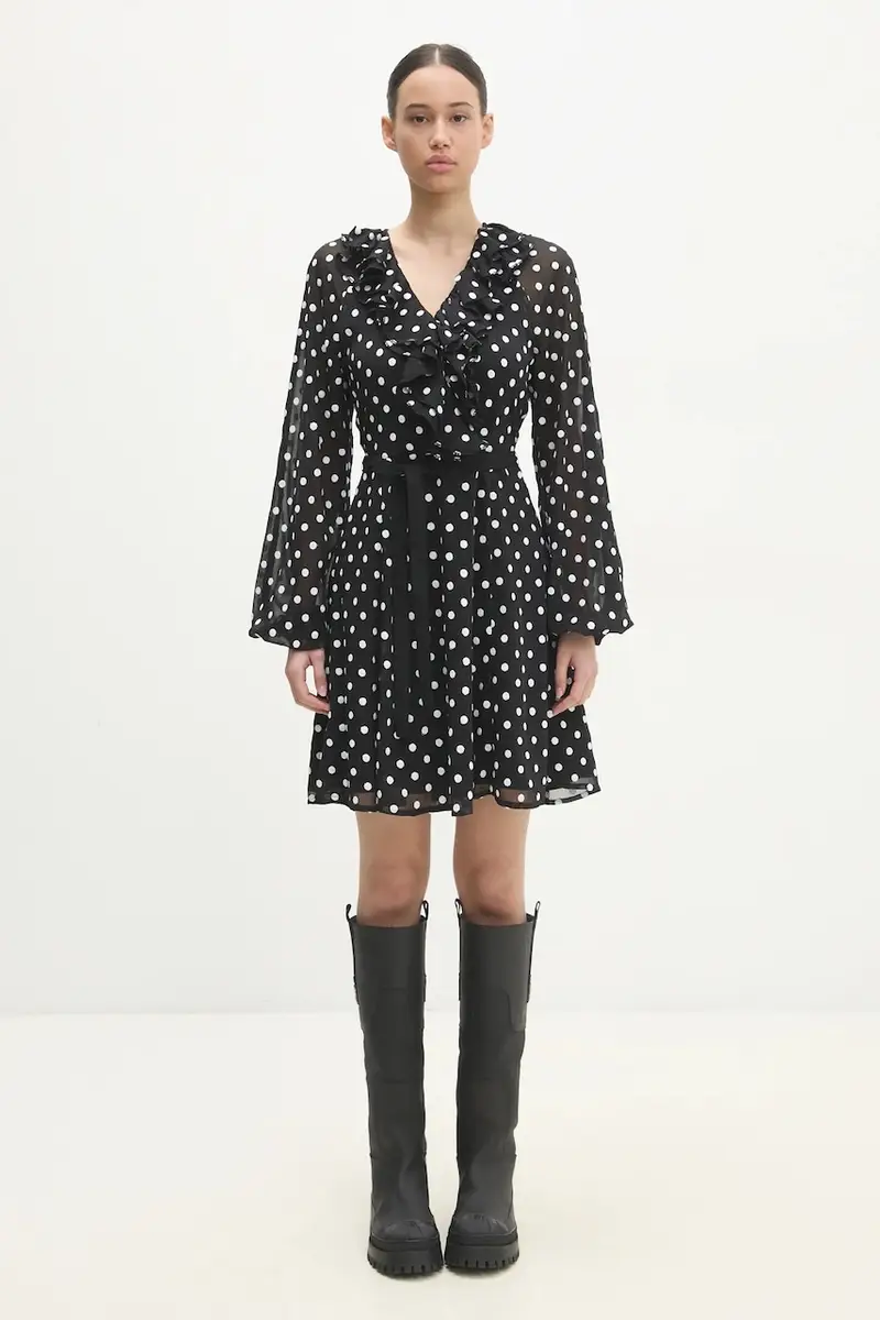 vestito Chiffon Ruffle Mini colore nero 113258000