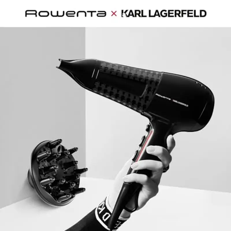 Rowenta x Karl Lagerfeld CV591L Powerline Asciugacapelli, 2300 W, Boost di Ioni, Impostazione Thermo Control per Proteggere i Capelli, 6 Impostazioni di Velocità/Temperatura miniatura 3