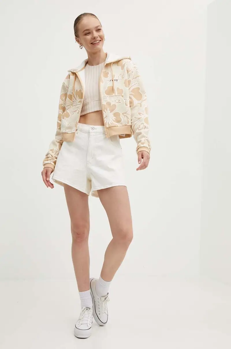 felpa in cotone RETRO donna colore arancione con cappuccio ERJFT04846 miniatura 2