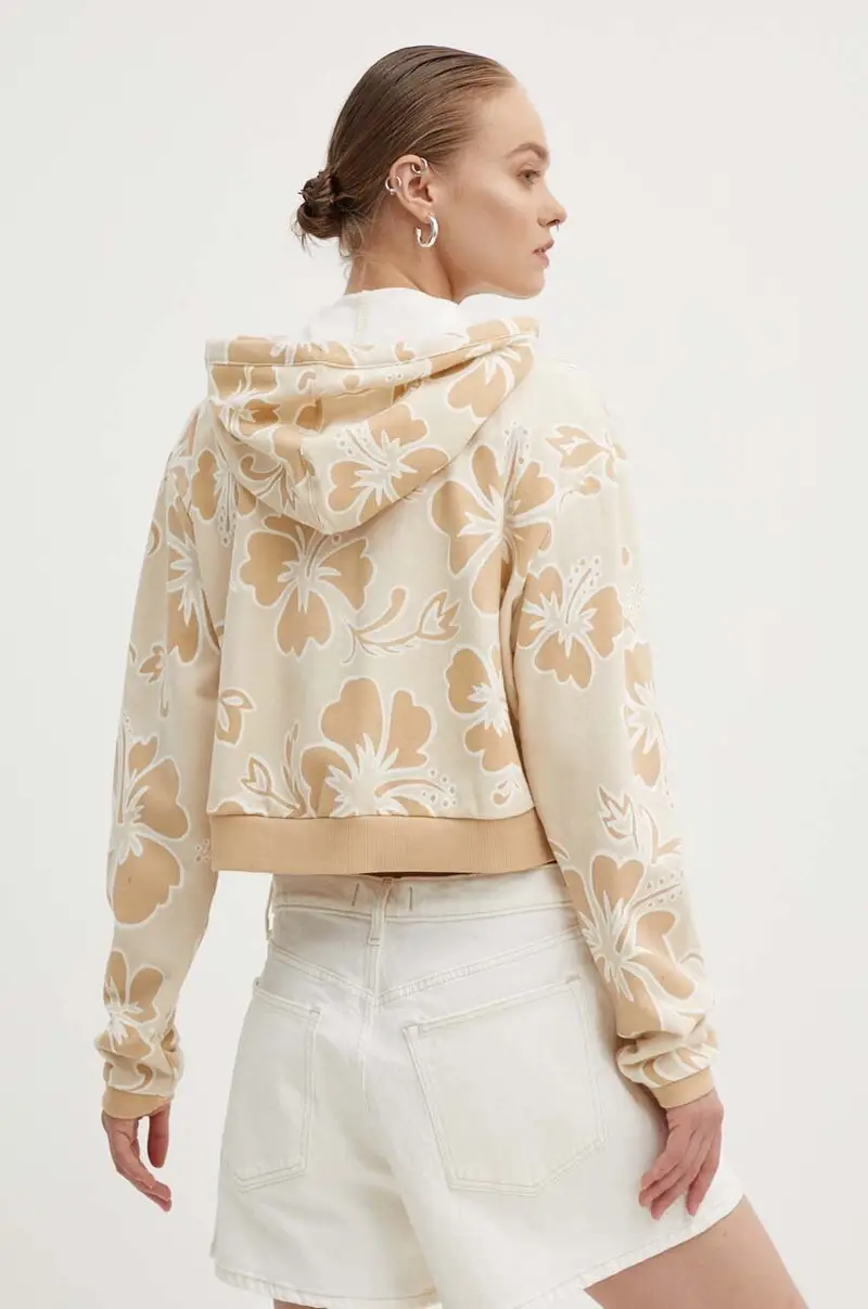 felpa in cotone RETRO donna colore arancione con cappuccio ERJFT04846 miniatura 3