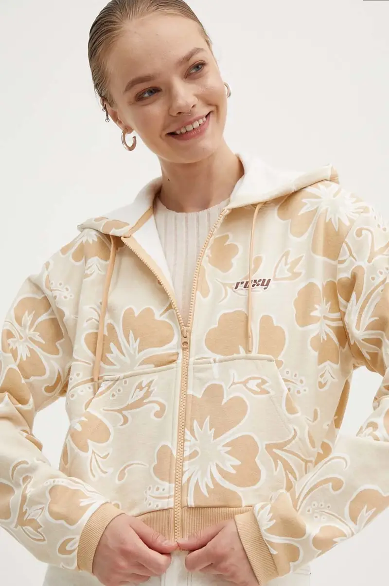 felpa in cotone RETRO donna colore arancione con cappuccio ERJFT04846 miniatura 4