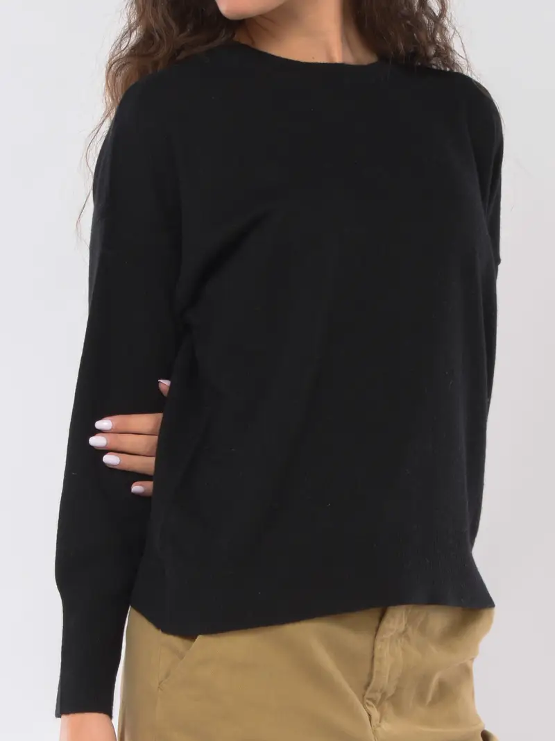 maglia da donna Roy Roger s boxy in misto lana NERO