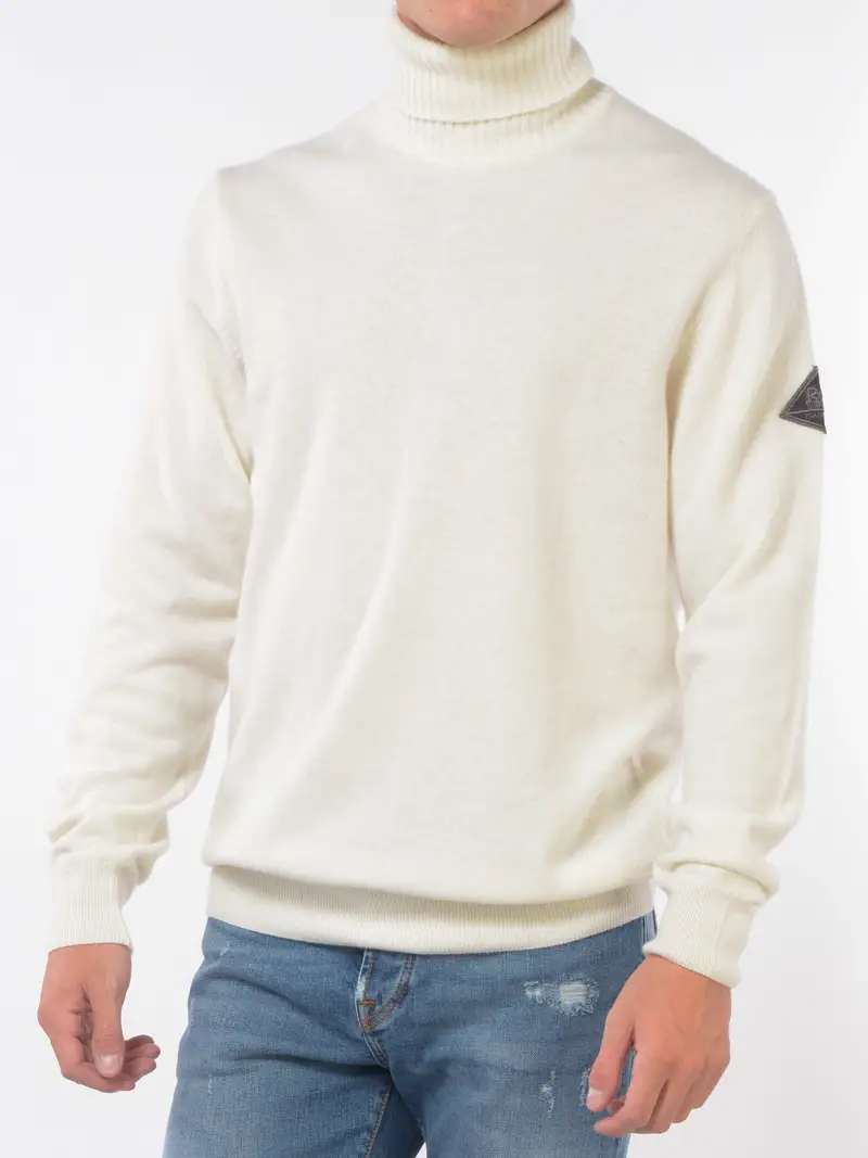 maglia da uomo Roy Roger s dolcevita con logo BEIGE