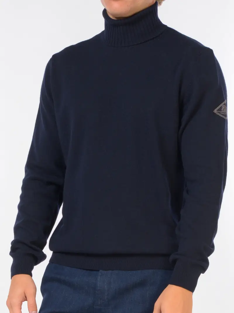 maglia da uomo Roy Roger s dolcevita con logo Blu