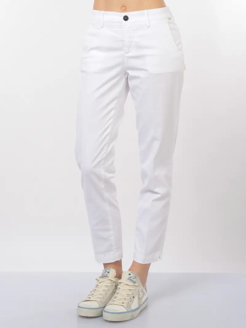 pantalone da donna Roy Roger s chino con piccolo spacco Bianco
