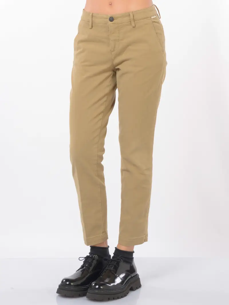 pantalone da donna Roy Roger s chino Slim in cotone e lyocell BEIGE
