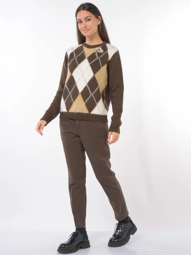 pantalone da donna Roy Roger s chino Slim in cotone e lyocell MARRON miniatura 2