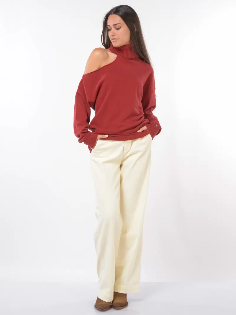 pantalone da donna Roy Roger s Flare in cotone e lyocell BEIGE miniatura 2
