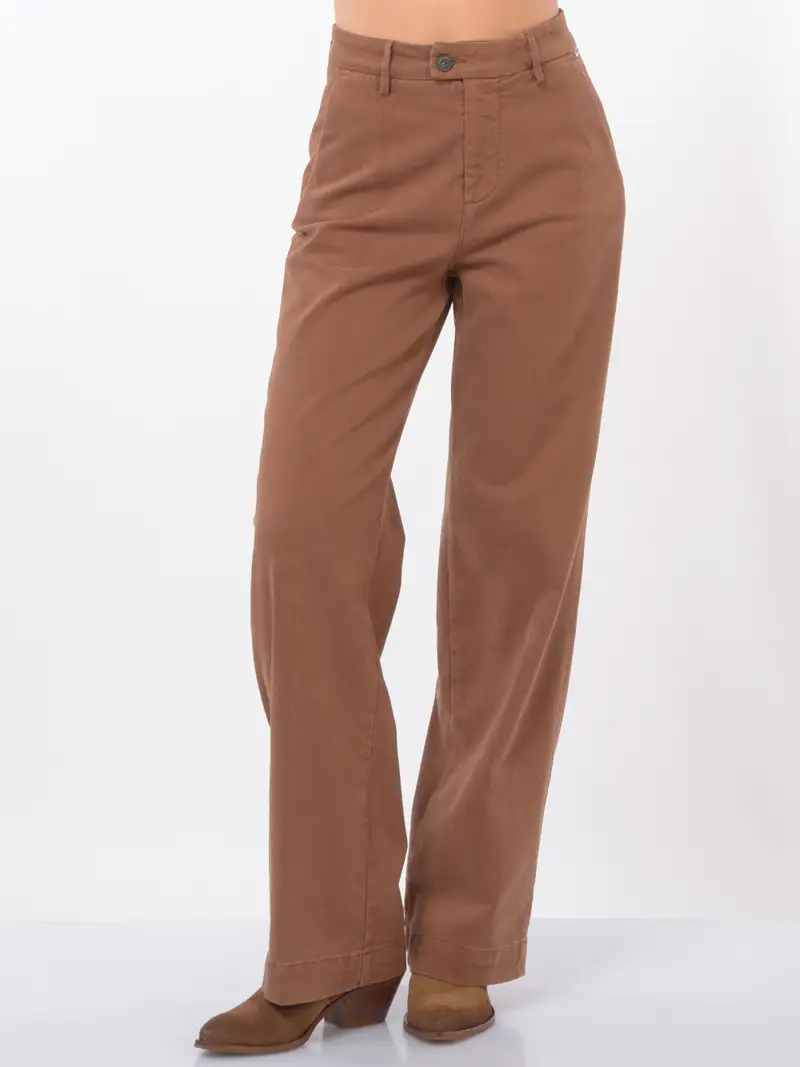 pantalone da donna Roy Roger s Flare in cotone e lyocell MARRON