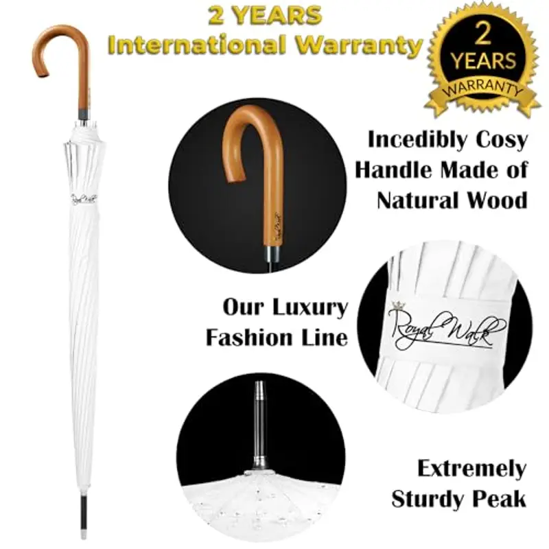 Royal Walk Ombrello Pioggia Antivento Grande 54 Pollici Ombrello Portatile Automatico Aperto Per 2 Persone Uomo Di Legno Leggero Resistente 16 Costole Golf Da Viaggio Impermeabile 120cm miniatura 2