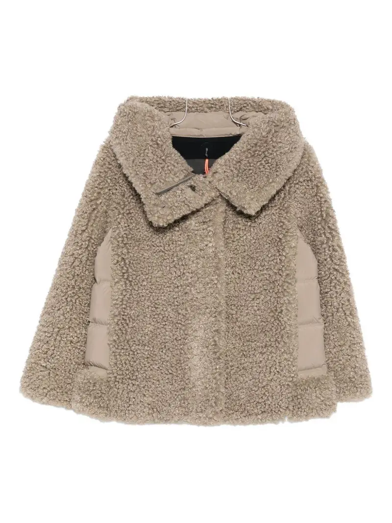 Giacca imbottita tabacco con cappuccio e bottoni