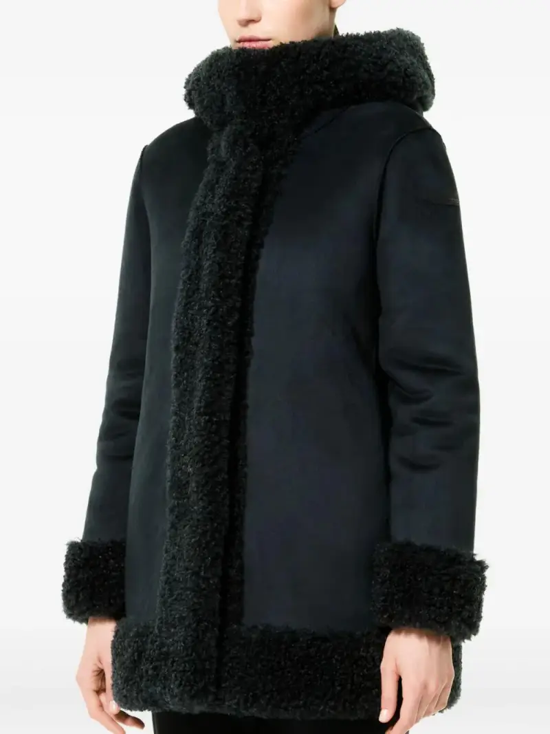 Giacca nera con cappuccio e chiusura nascosta Nero miniatura 2