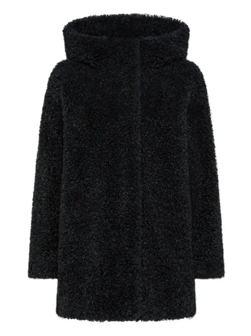 Giacca nera con cappuccio e chiusura nascosta Nero