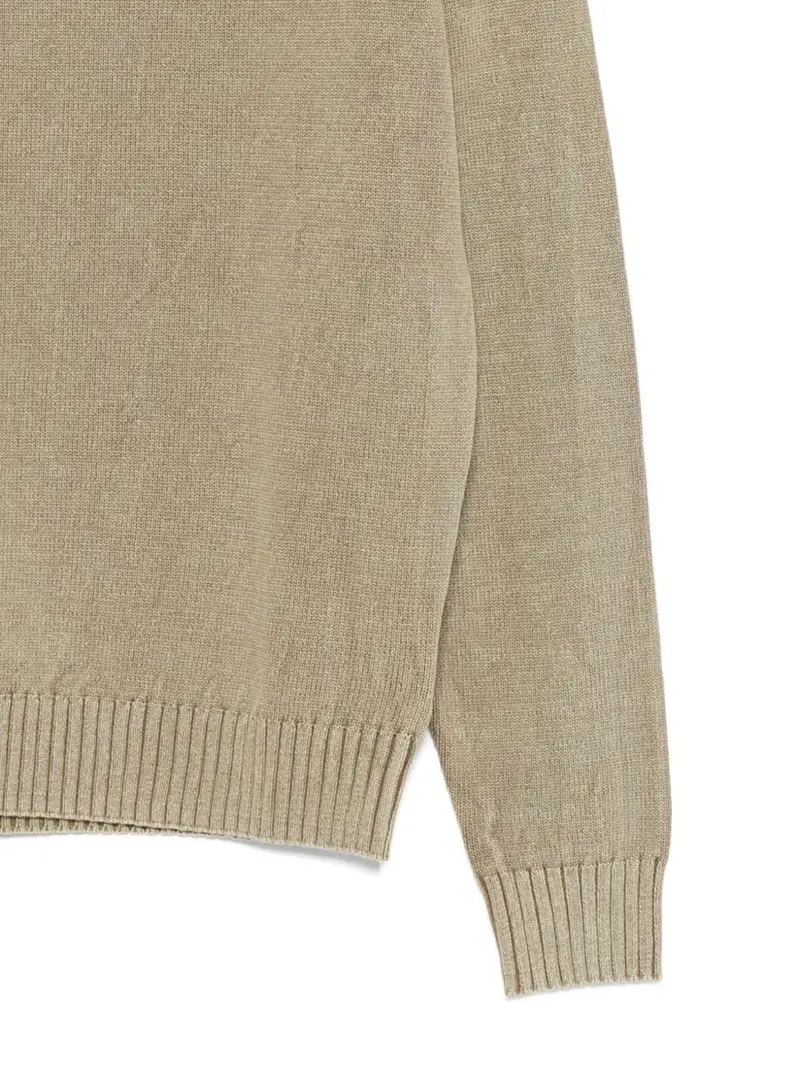 Maglione beige girocollo con orli a coste miniatura 2