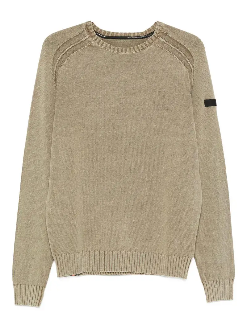 Maglione beige girocollo con orli a coste