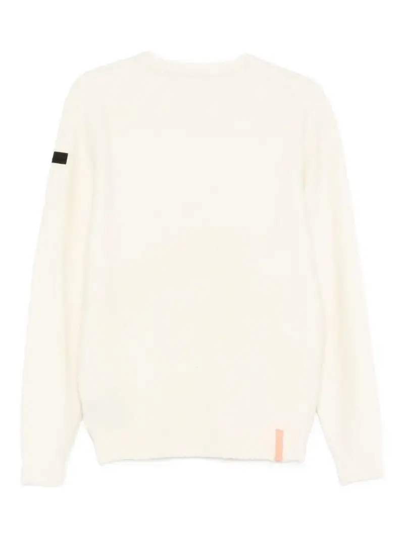 Maglione bianco girocollo con applicazione Crema miniatura 2