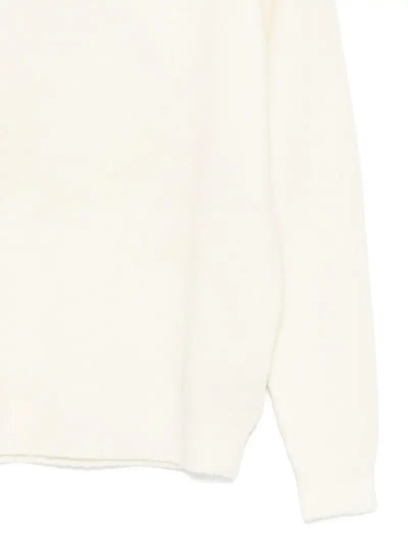 Maglione bianco girocollo con applicazione Crema miniatura 3