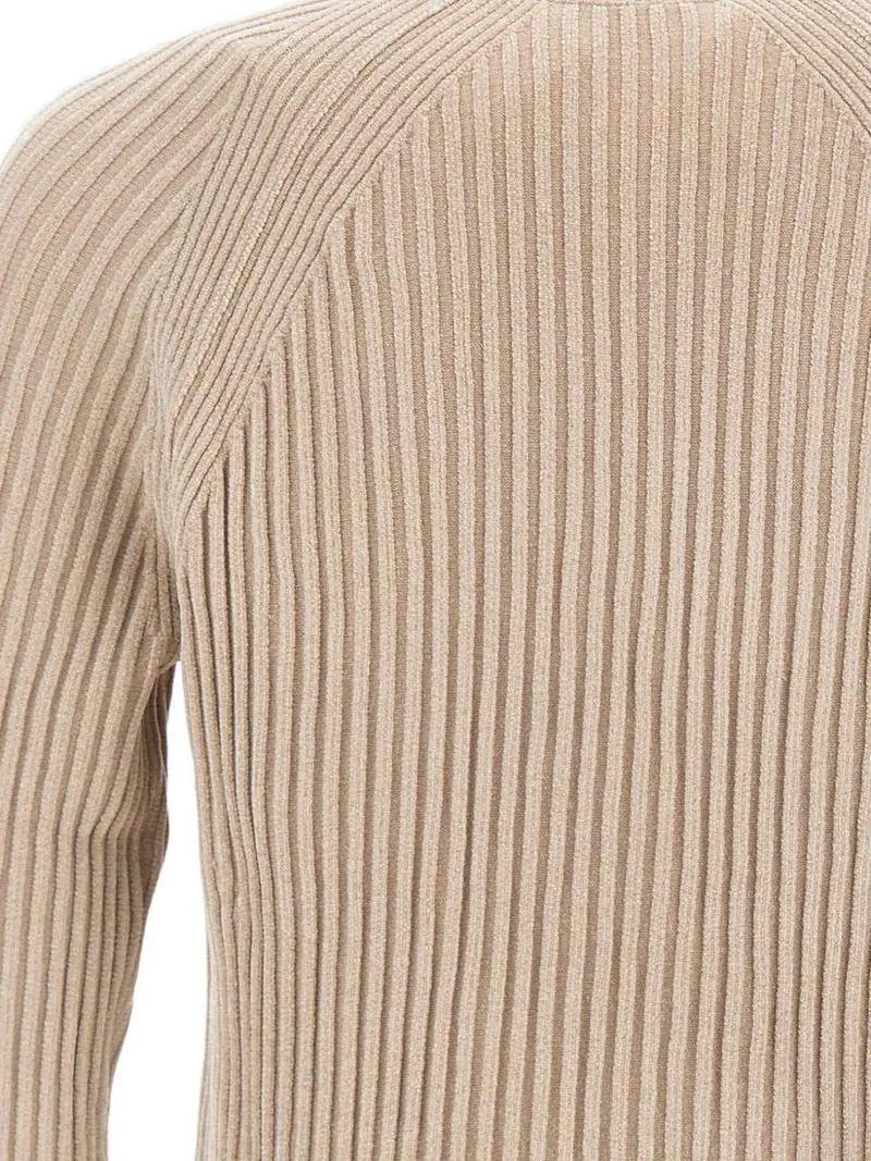 Maglione crema a coste con maniche raglan miniatura 2