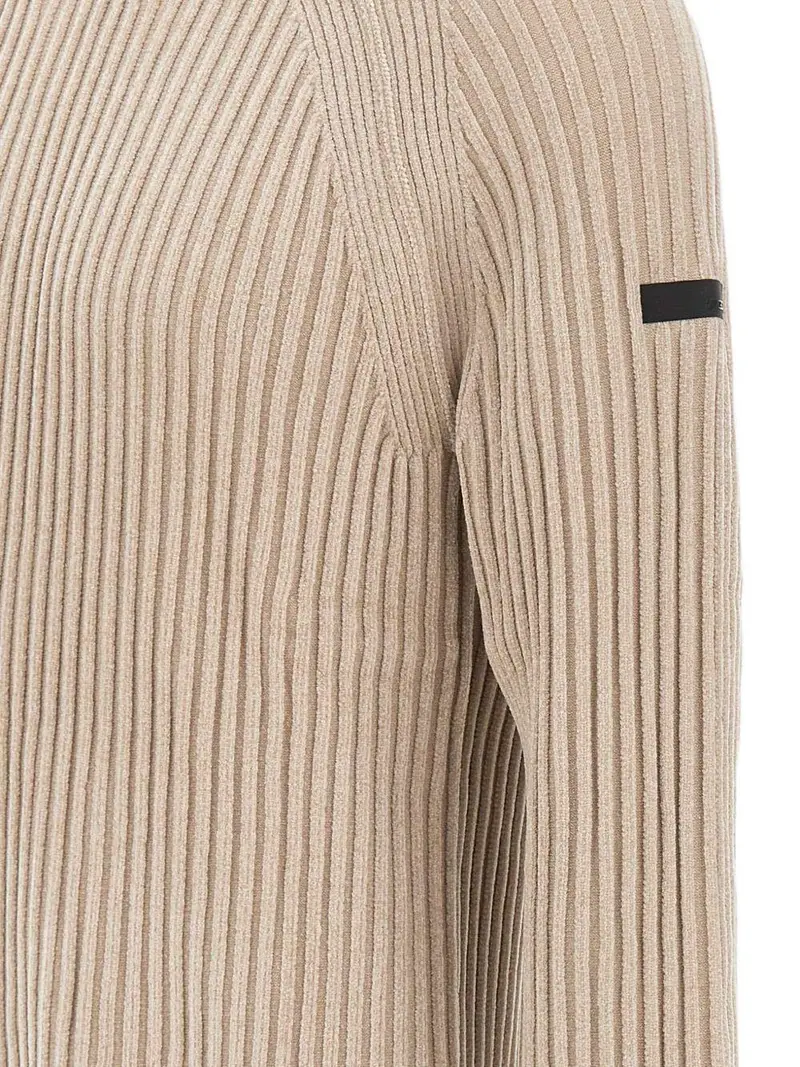 Maglione crema a coste con maniche raglan miniatura 3