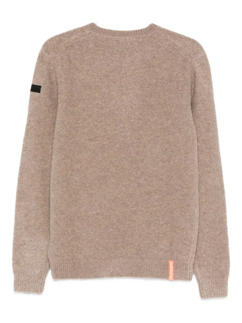 Maglione tabacco con applicazione e girocollo miniatura 3