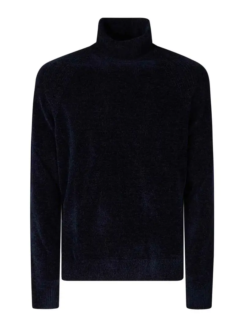 Tortleneck in velluto in maglia Blu scuro