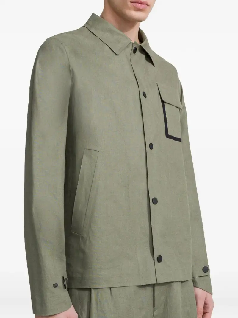 Terzilino Overshirt Jkt verde salvia lino miniatura 2