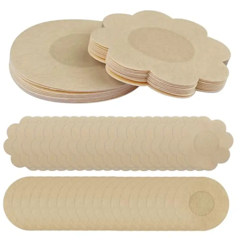 Rseuphiee 30 Paia Copricapezzoli, Paracapezzoli Invisibili, Cerotti Seno Monouso, Copri Capezzolo da Donna, Copricapezzoli Adesivi Seno, Traspiranti Copri Capezzolo, Fiore, Rotondo, Beige