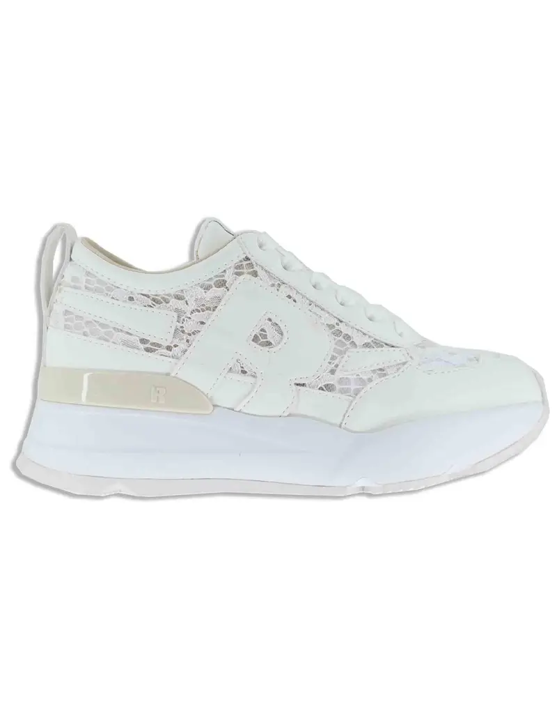 Sneakers in pelle e pizzo bianco Donna 4009-84585 2