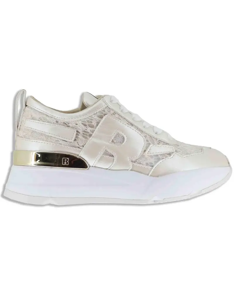 Sneakers in pelle e pizzo oro Donna 4009-84586 3