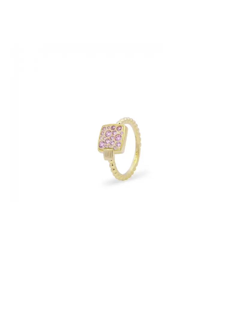 Anello pave rosa oversized RUE DES MILLE Stardust Ten argento ANZ-018 M1 TV C AU Quadrato Mis 13