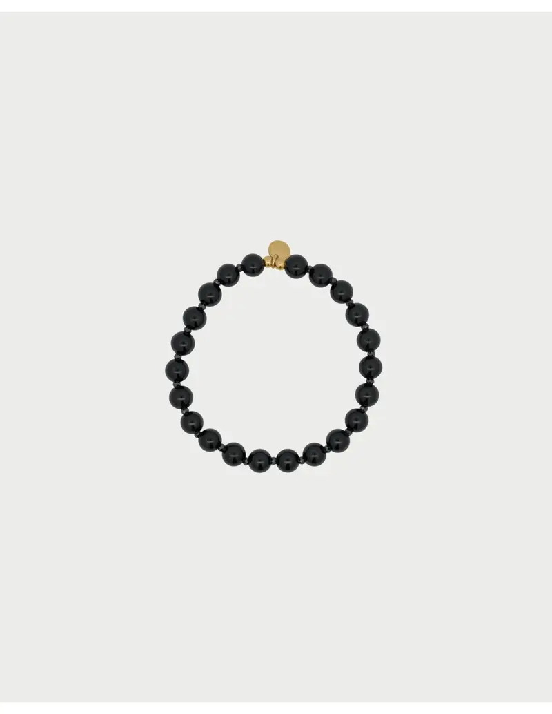 Bracciale base agata nera e zirconi milky RUE DES MILLE Charmbar in argento dorato CB-BR 06 N