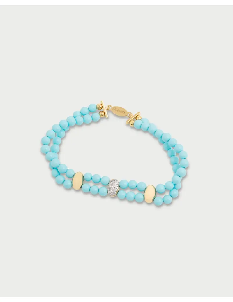 Bracciale elastico RUE DES MILLE Eclissi in argento 925 dorato con turchese BRZ-029 M1 T AU