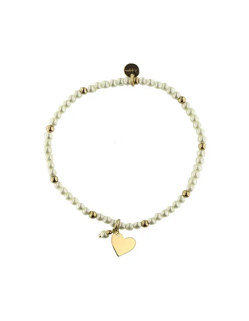 Bracciale elastico RUE DES MILLE in argento 925 dorato con perle CUORE - BR-SOGPE CUO AU