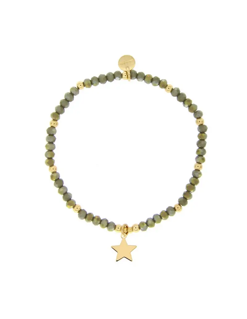 Bracciale elastico RUE DES MILLE in argento 925 dorato con pietre grigie e ciondolo Stella BR-PCOL INS STE AU