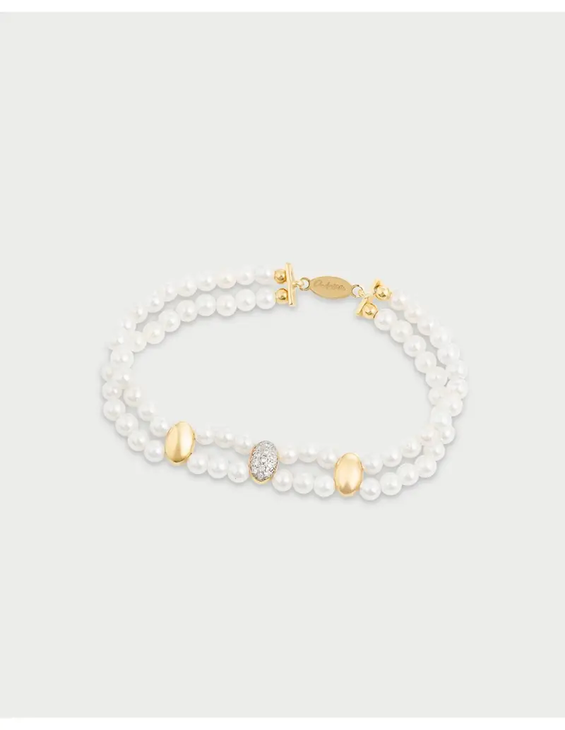 Bracciale eleastico RUE DES MILLE Eclissi in argento 925 dorato e perle BRZ-029 M1 B AU