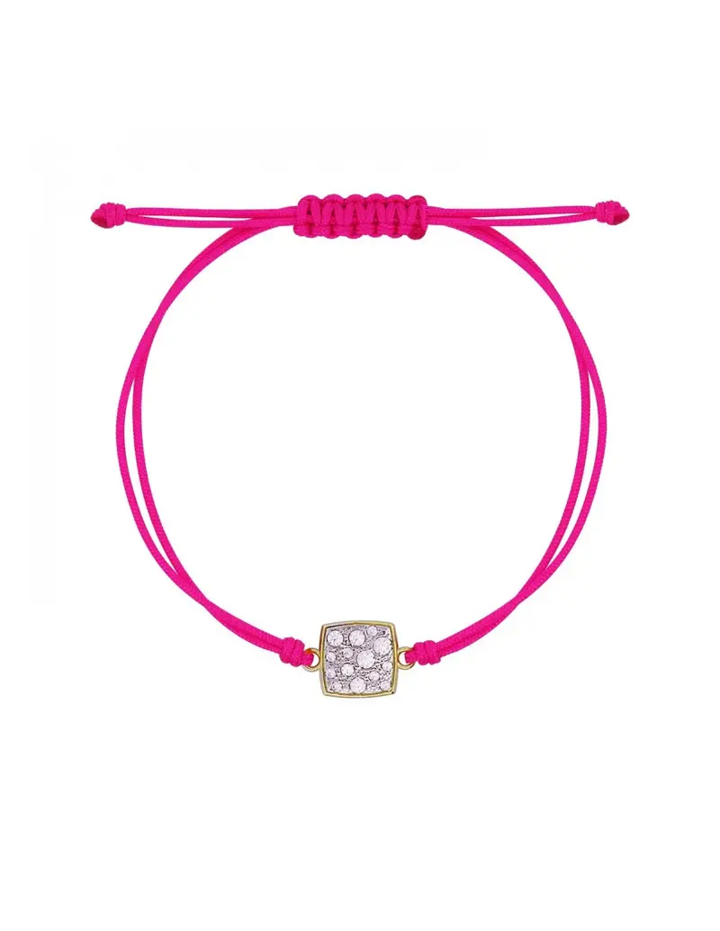 Bracciale in tessuto fucsia RUE DES MILLE Stardust Ten BRZ-018 TSR TV AU Quadrato Small Pave