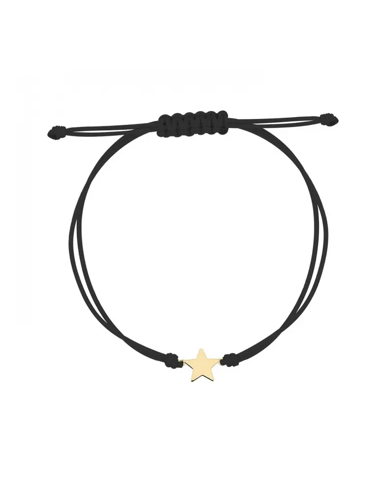 Bracciale in tessuto nero RUE DES MILLE con soggetto Stella in argento 925 placcato oro giallo 18kt BR-HIP24 STE AU