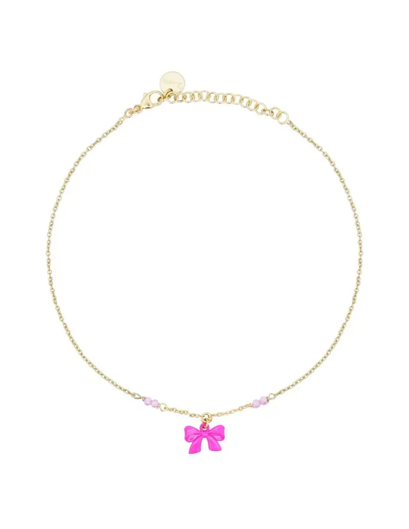 Cavigliera RUE DES MILLE Candy Bow in argento 925 dorato fiocchetto rosa CAV-022 M1 AU