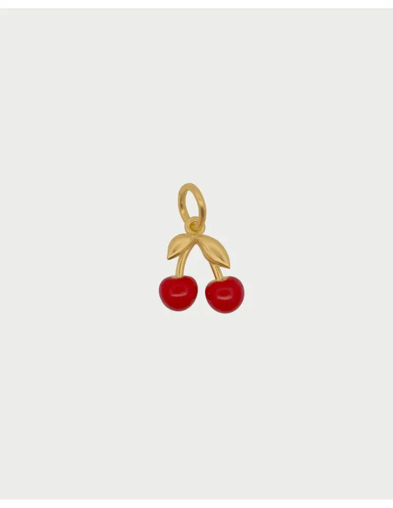 Charm Ciliegia RUE DES MILLE Charmbar in argento 925 dorato e smalto rosso CB-CN 47