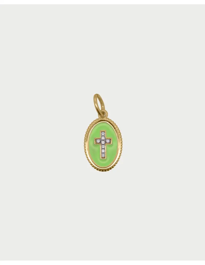Charm Cross Green RUE DES MILLE Charmbar in argento 925 dorato CB-CN 23